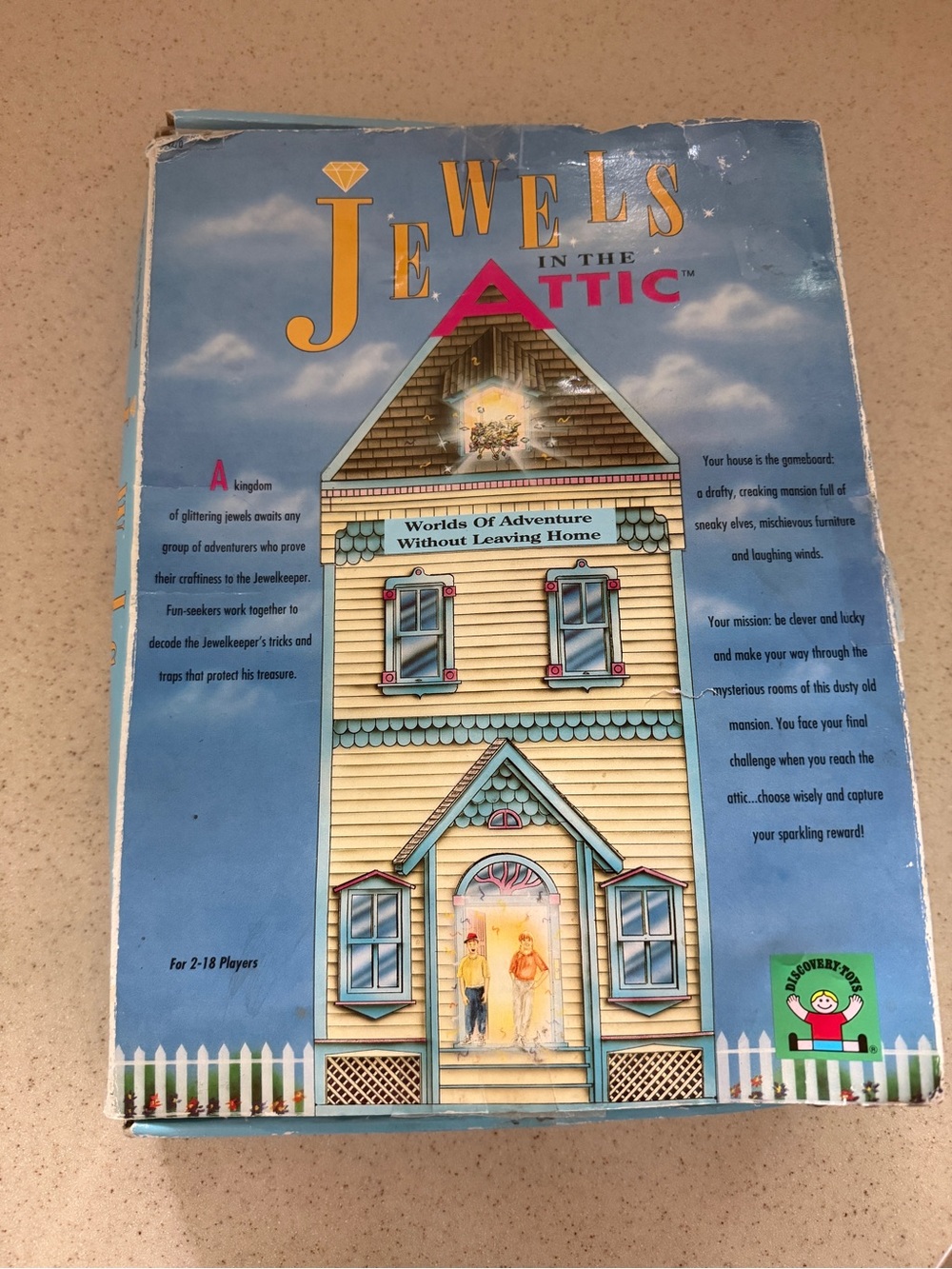Jewels in the Attic Board Game vintage 1992- discovery toys Blue Box Art